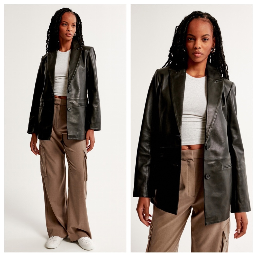 Abercrombie & Fitch Vegan Leather Blazer